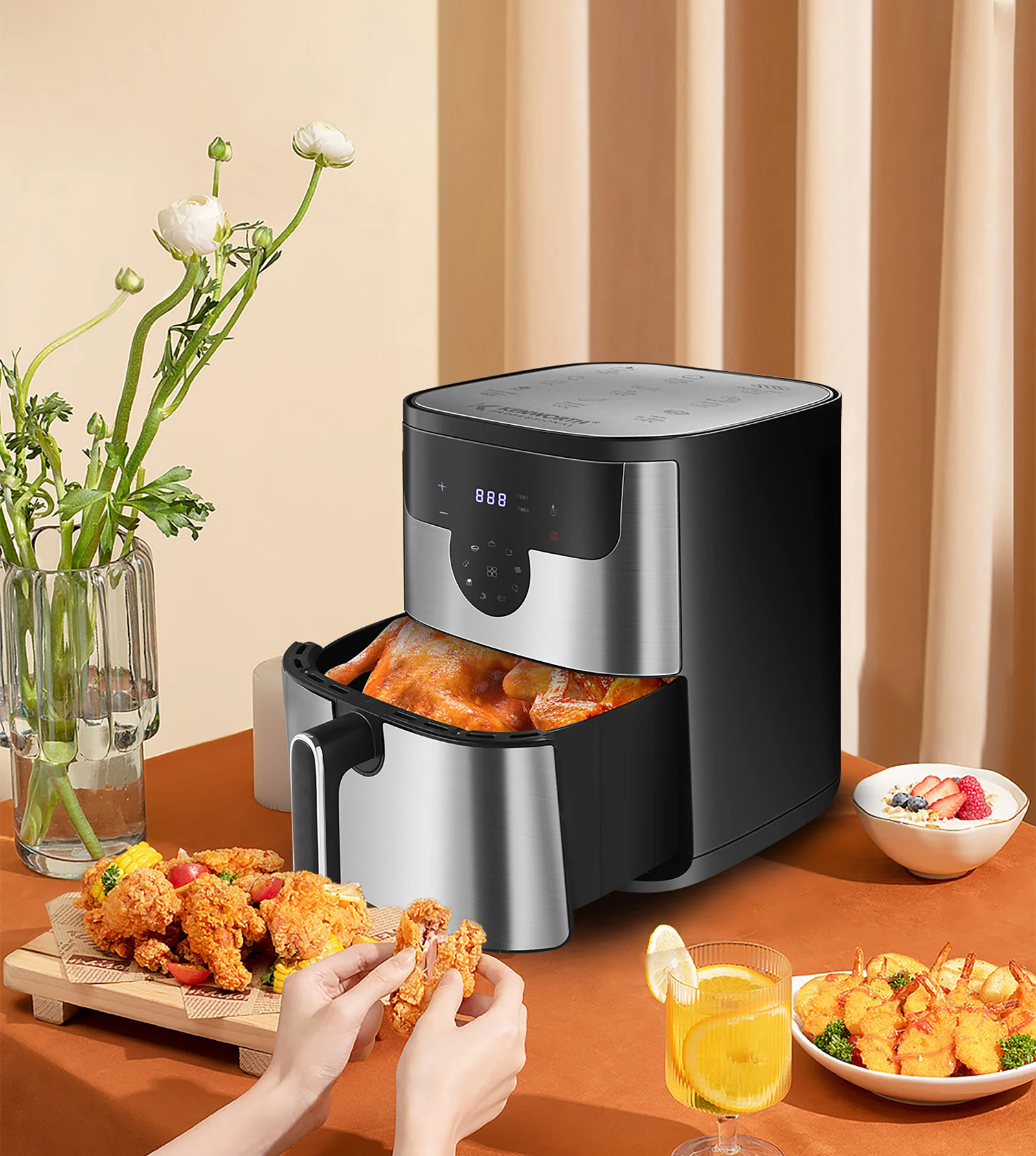 LAC Plug Power Supply 10L Large-capacity Household Smart Electric Fryer, Multi-function Automatic Touch Screen Air Fryer