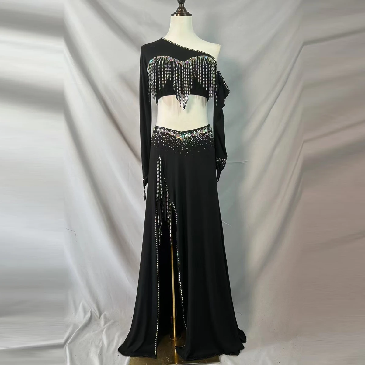 

Belly Dance Costume Customized Luxury Water Diamond Tassel Performance Set Adult and Child Oriental Dance Competition Costumes