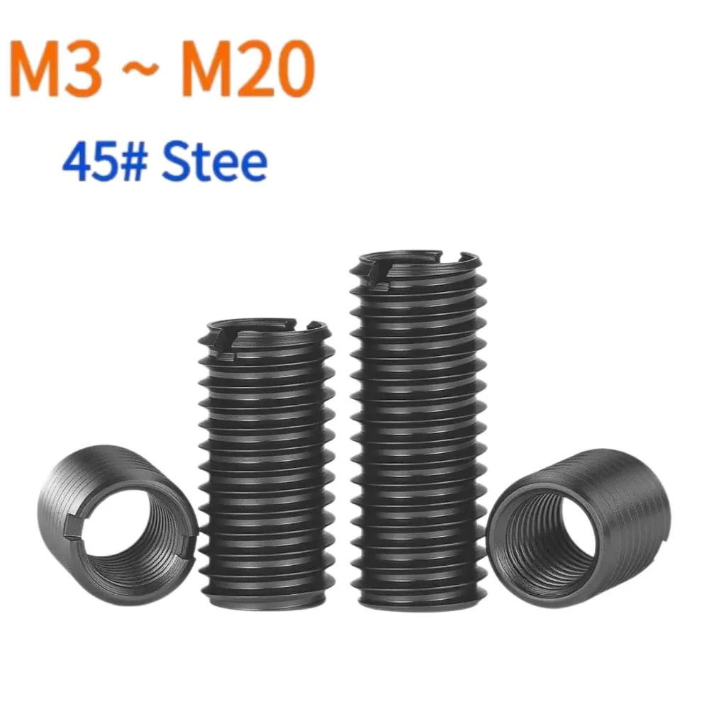 M3‑M20 45# Hardened Steel Slotted Thread Insert Sleeve High‑Strength Inner Outer Thread Conversion Adapter Screw Bushing Nut
