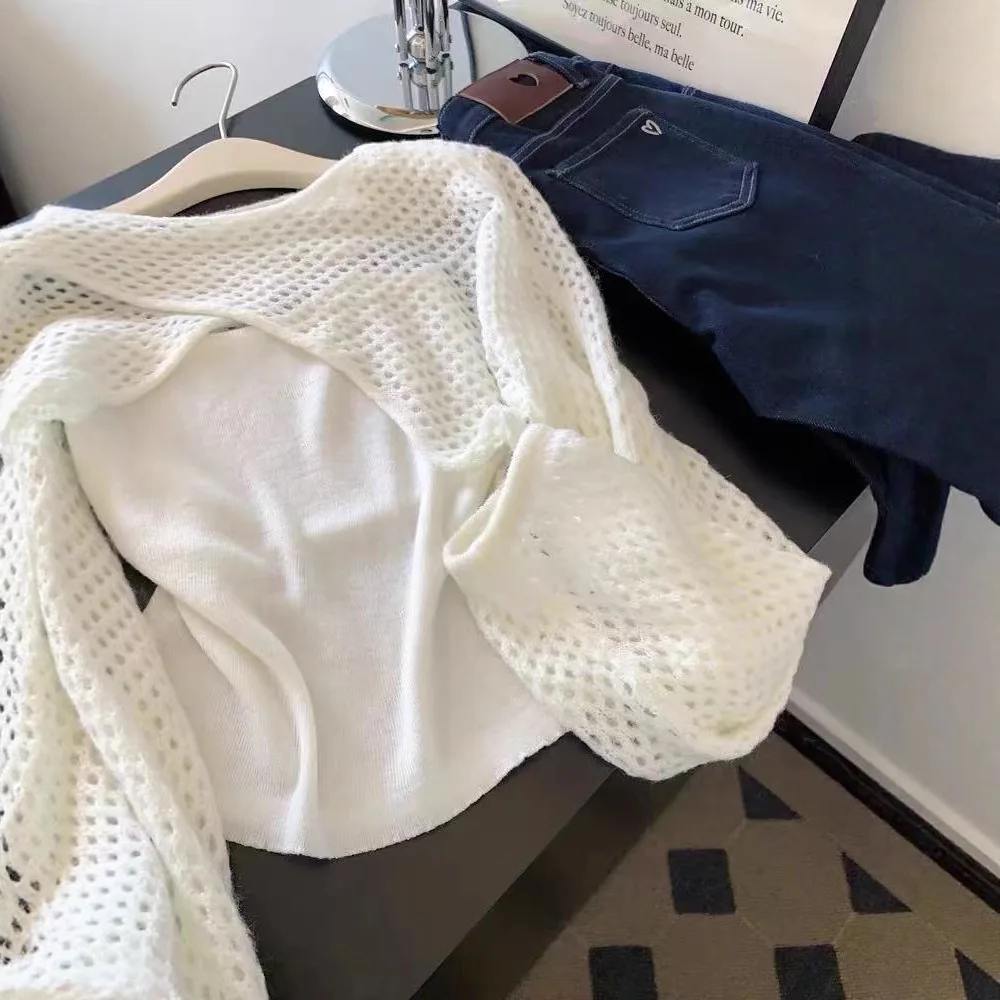 Spring and Summer 2026 New Temperament Elegant Solid Color Stacked Two-piece Long-sleeved Knitted Sweater New Top High-end Wear 4