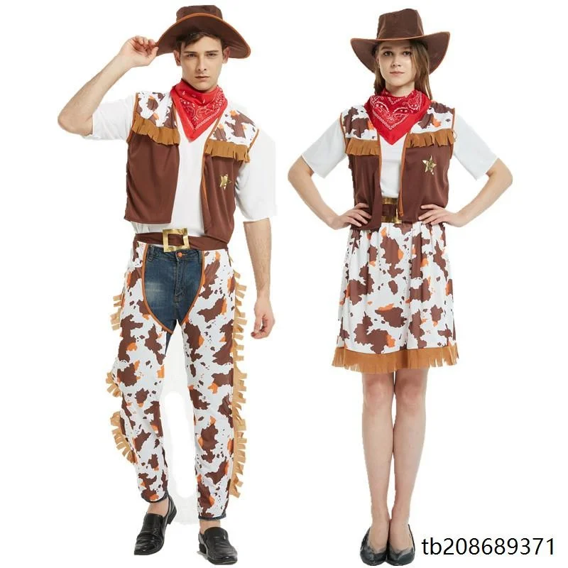 Fsia de Cowboy Ocidental para Adultos, Fsia de loween, Cosplay, Roupas para Apresentações e Performances de Palco