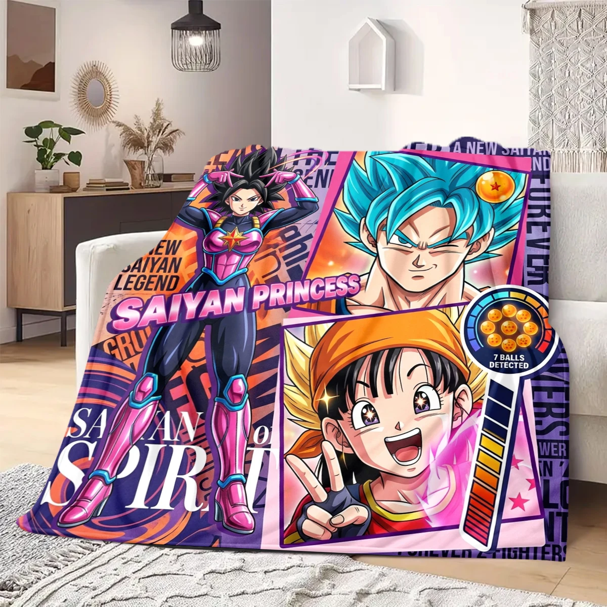 Dragon Ball Son Goku Warm Comfortable Flannel Blanket Printed, Fits Bedrooms, Sofas, Beds, Chairs, Picnics, Travel -HE5