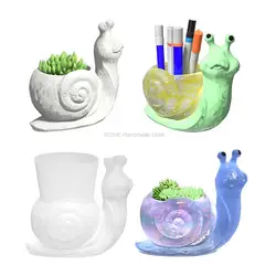 Snail Flower Pot Silicone Mold for DIY Concrete Mold Mirror Crystal Epoxy Clay Mold Home Decoration for Resin Clay Molds