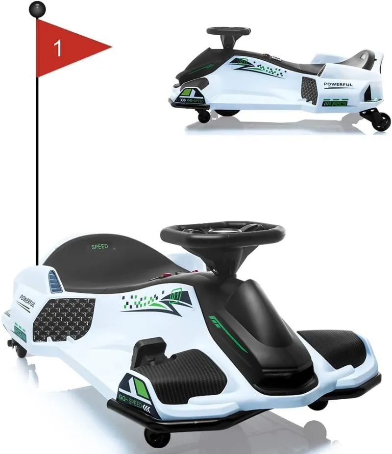 

Автомобиль для езды по дрифту, аккумулятор 7 Ач, бесщеточный двигатель 180 Вт, детский электрический дрейфующий картинг для водителя до 110 фунтов, с музыкой