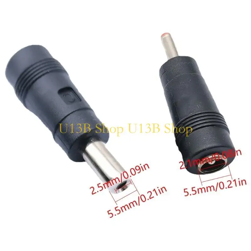 Adaptador alimentación del adaptador carga negro U13B DC5521 a DC5525 Cabezal conversión Convertidor conector a