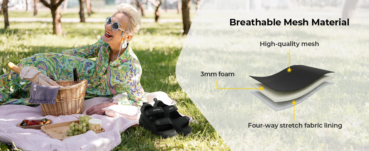 Fitville Damen-Sandalen, Sommer-Strandschuhe mit breiter Zehenbox für Damen, bequeme Flip-Flops in großen Größen mit Fußgewölbestütze – Detail 6