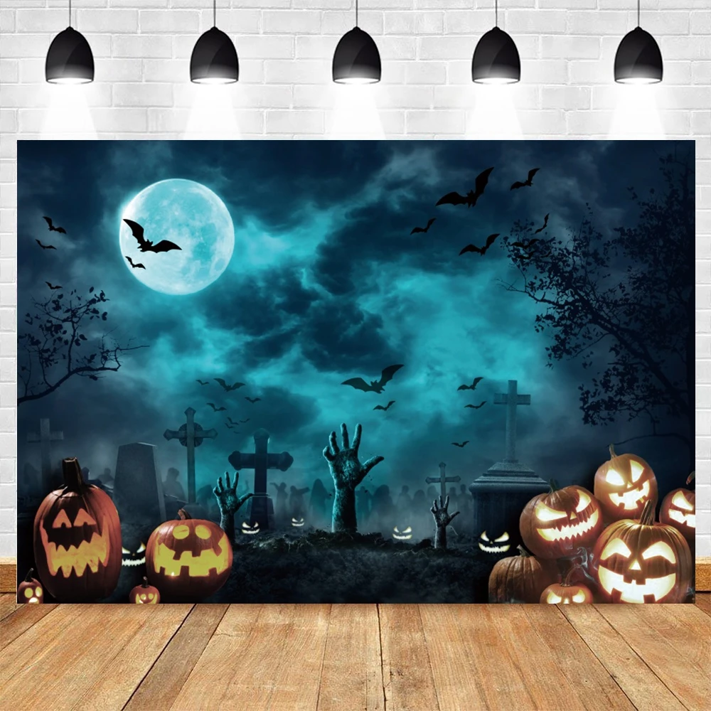 

Halloween Photography Backdrop Grave Pumpkin Lantern Baby Portrait Photocall Decor Photographic Background Photo Studio Props