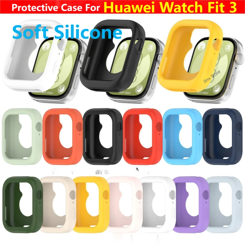 Silicone Case For Huawei Watch Fit 3 Smart Watch Strap TPU Protective Soft Bumper Cover Fit3 Protector Shell Accessories Adapter