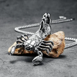 Sand King Scorpion Necklace 316L Stainless Steel Retro Men Pendant Chain Rock Punk Party for Friend Male Jewelry Gift Wholesale