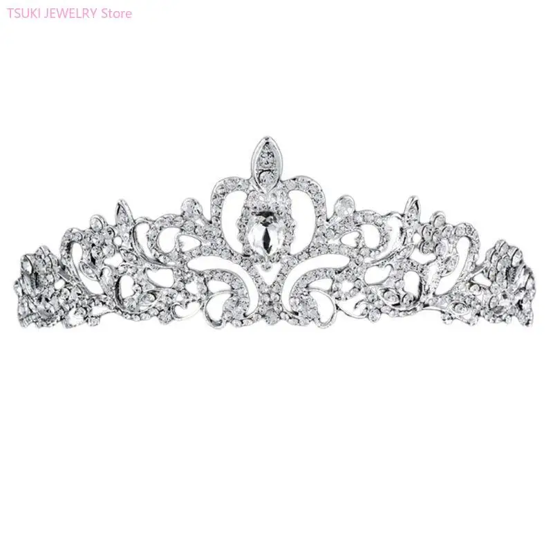 

62KE Женщины Дети Тиара Короны с расческой Булавки Имитация хрусталя Блеск для горного хрусталя для головы