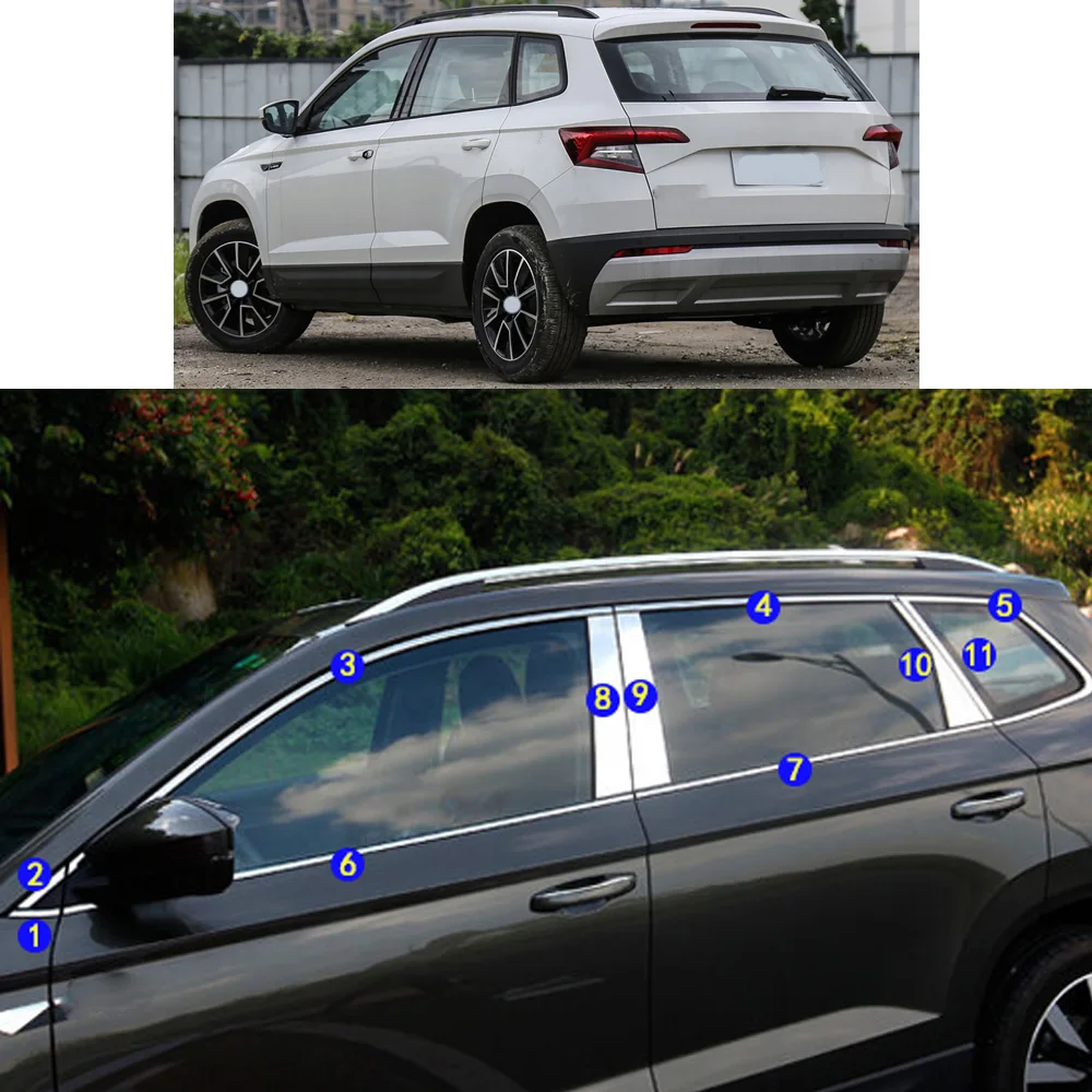 Car Sticker Garnish Pillar Window Middle Strip Trim Frame Hoods For Skoda KAROQ 2017 2018 2019 2020 2021