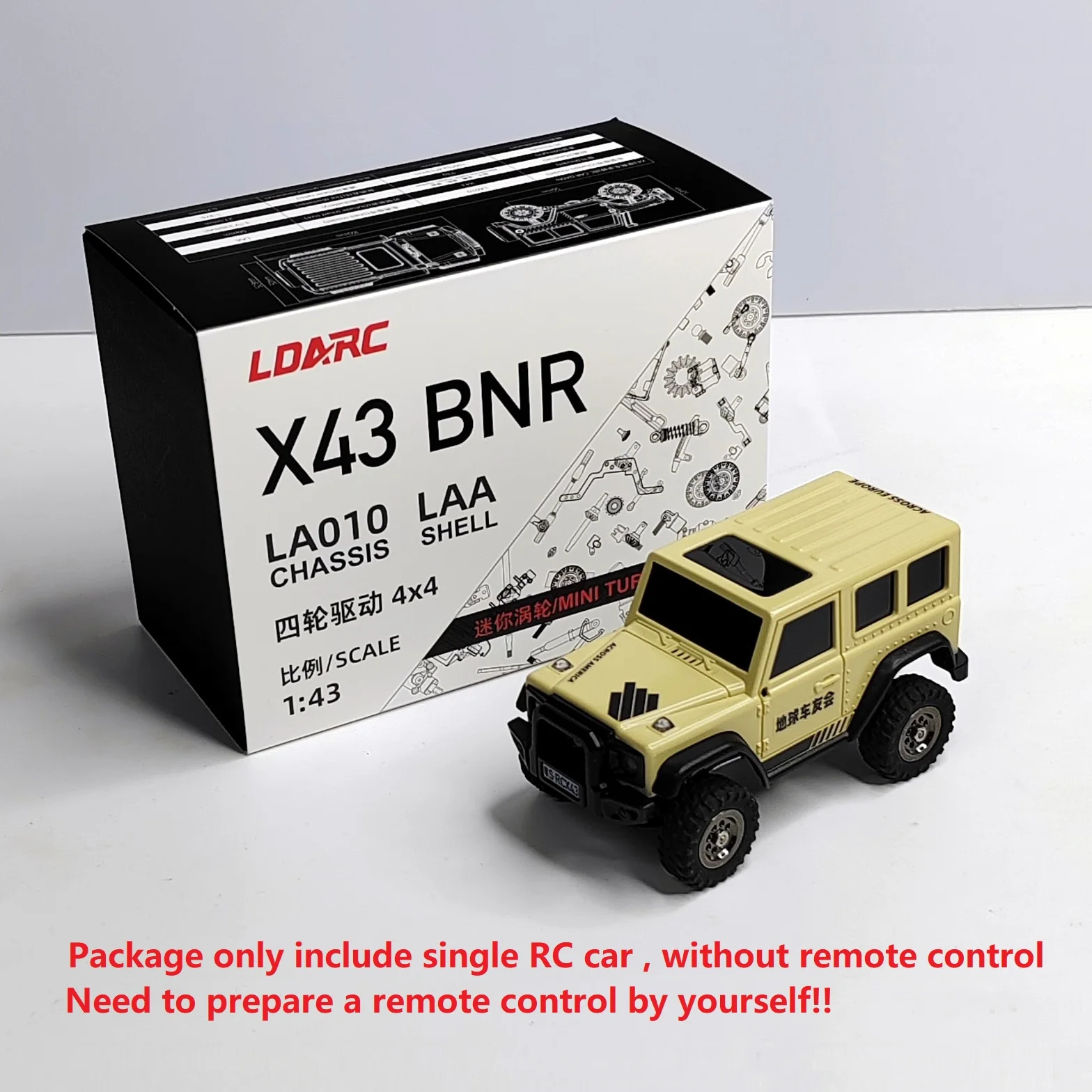 LDARC 1/43 X43 BNR WITHOUT Remote control single vehicle 4WD mini hobby RC car Crawler  bind to race gift Toy for Kids adult