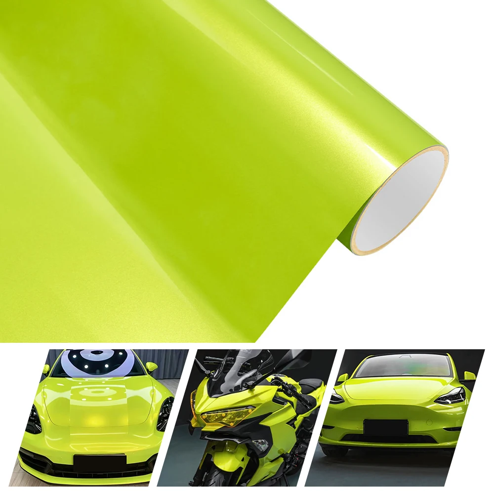 PET Multicolored Coral Florescent Yellow Car Vinyl Film Auto Wrap Decal With Air Release Technology Car Modification Aceessories