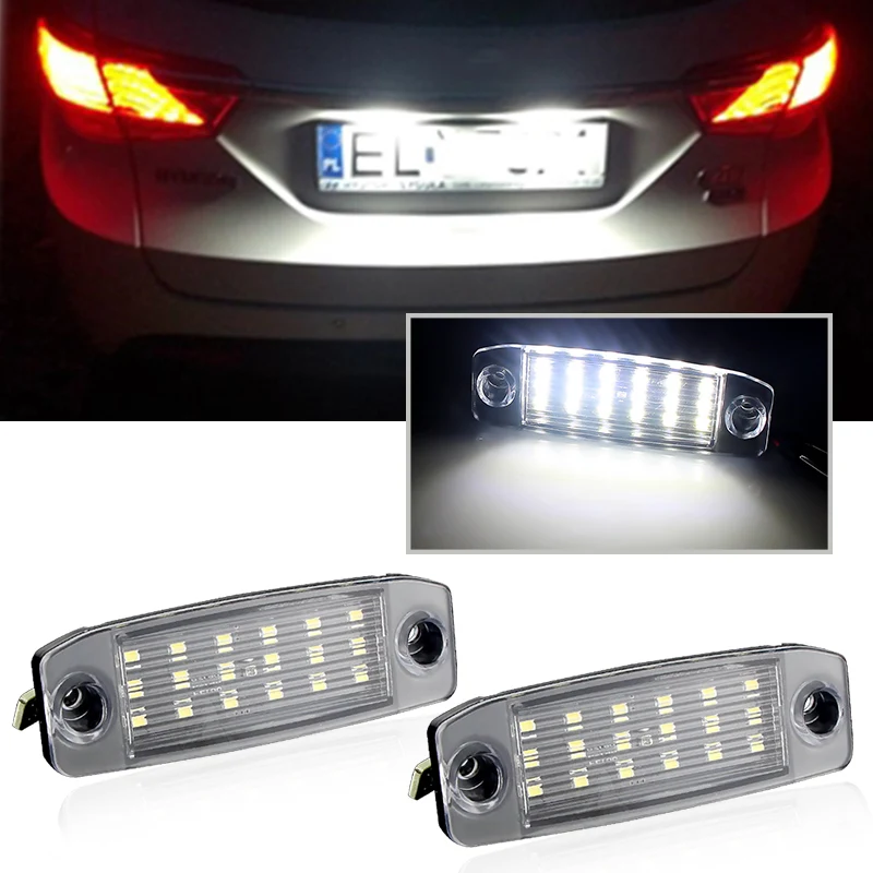 2szt 12v Białe 18LEDs Dla Kia Sportage 2010-up Dla Hyundai Kona 2017- Dla i40 CW 2011- Wysokiej jakości oświetlenie tablicy rejestracyjnej SMD