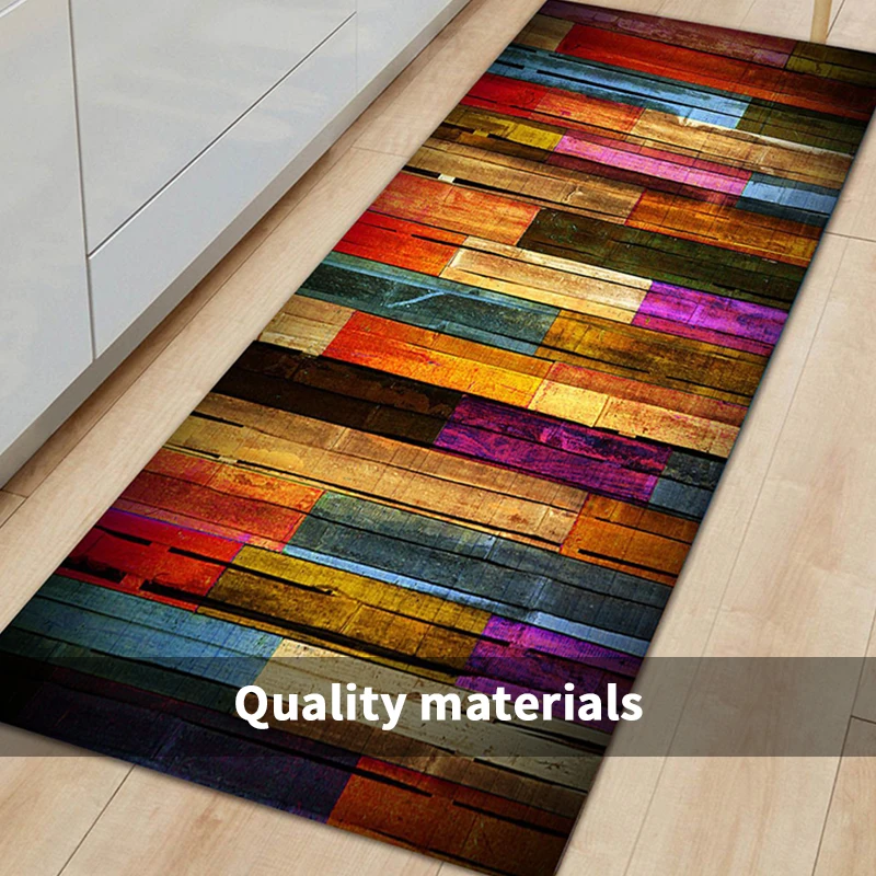 Colourful Bathroom Kitchen Carpet Hallway Doormat Anti-Slip Carpet Absorb Water Kitchen Mats Bath Mat Wood Pattern Floor Mat