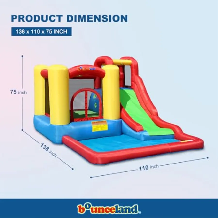 Jump and Splash Adventure Bounce House or Water Slide All in one, Large Pool, Fun Bouncing Area with Basketball Hoop, Long Slid