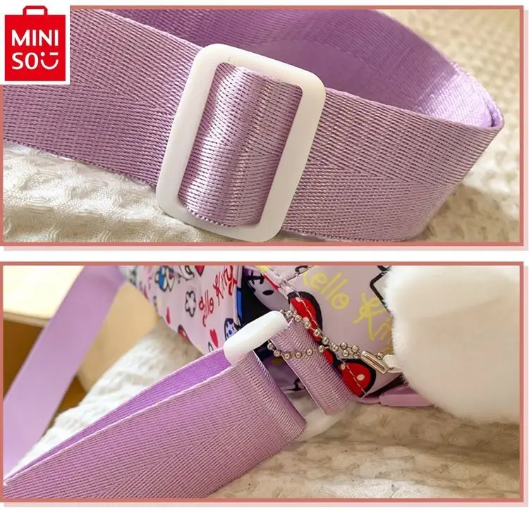 MINISO 2024 New Cartoon Hello Kitty Large Capacity Nylon Crossbody Bag Student High Quality Storage Handheld Tutorial Bag