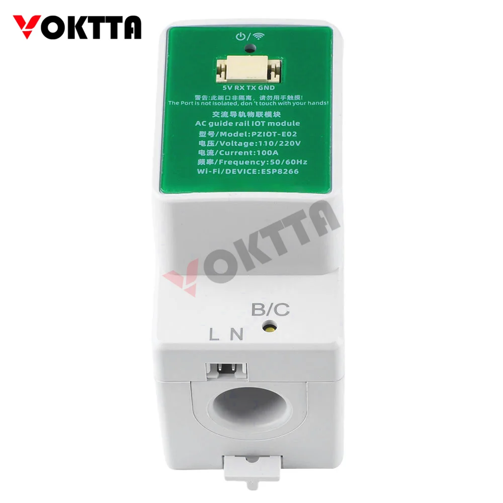 VOKTTA Smart WiFi Energy Monitor Voltage and Current Meter Single Phase DIN-Rail Energy Meter AC 110/220V 100A