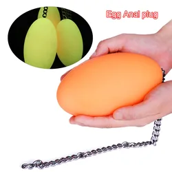 Egg Anal Plug with Chain Huge Butt Plug Liquid Silicone Soft Butplug Prostate Massage Men Women Vaginal Anal Dilation Sex Toys