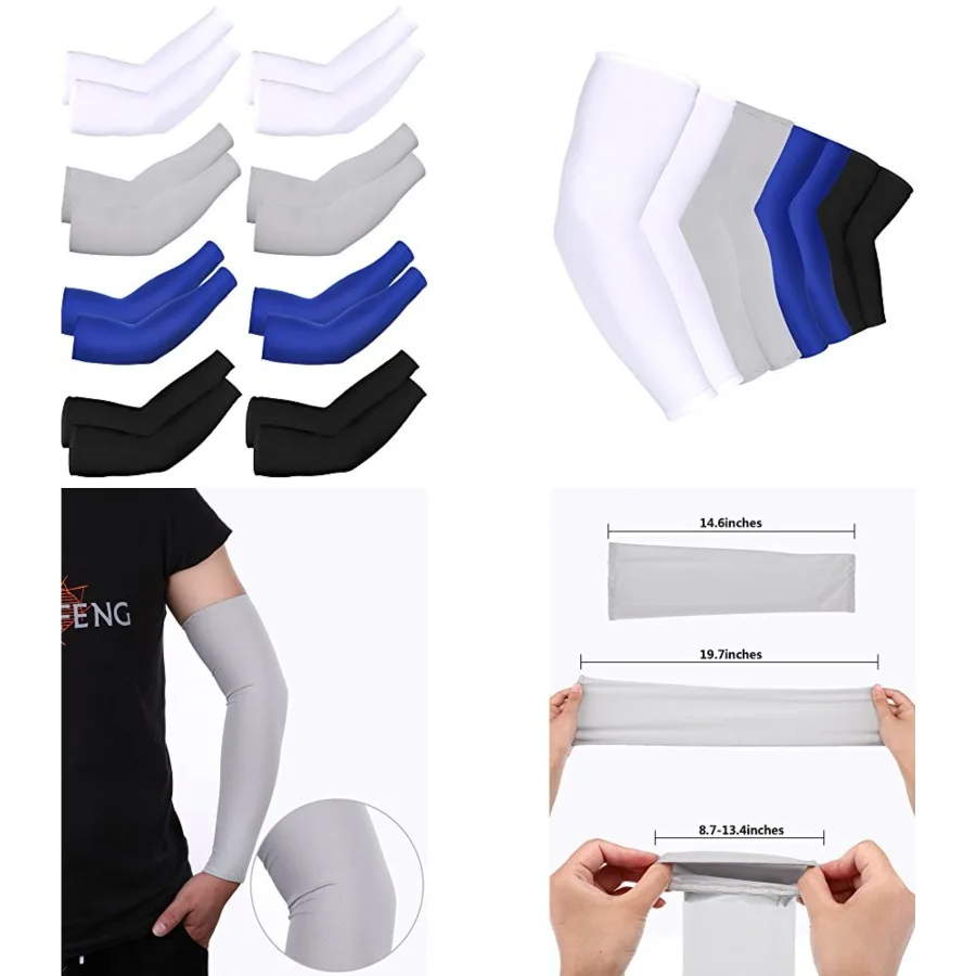 

Mudder 8 Pairs UV Sun Protection Cooling Arm Sleeves for Men Women Youth Silk Compression Arm Cover Breathable Outdoors Sport