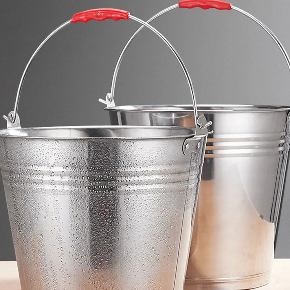 Stainless Steel Water Bucket 20L Large Capacity Heavy Duty Metal Pail For Milk Ice Storage Outdoor Farm Use Utility Bucket