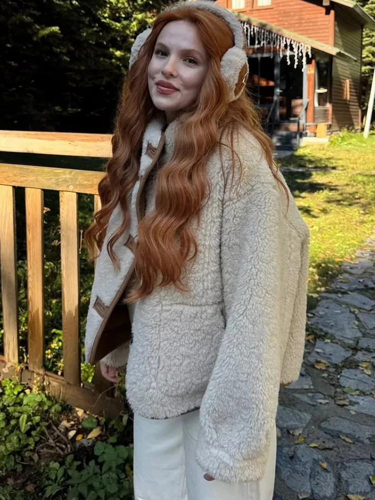 

Women New Reversible Faux Leather Warm Coat Thick Fluffy Lapel Coats Female Long Sleeve Outerwear Winter Lady Jackets