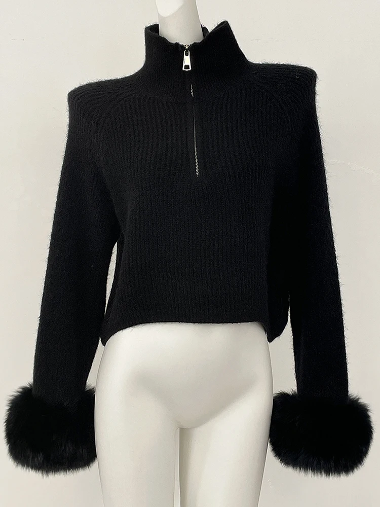 جديد سترة المرأة سستة البطانة فضفاضة قسط سترة الإناث الخريف تريكو المرقعة معطف الفرو الحقيقي الربيع البلوز #3