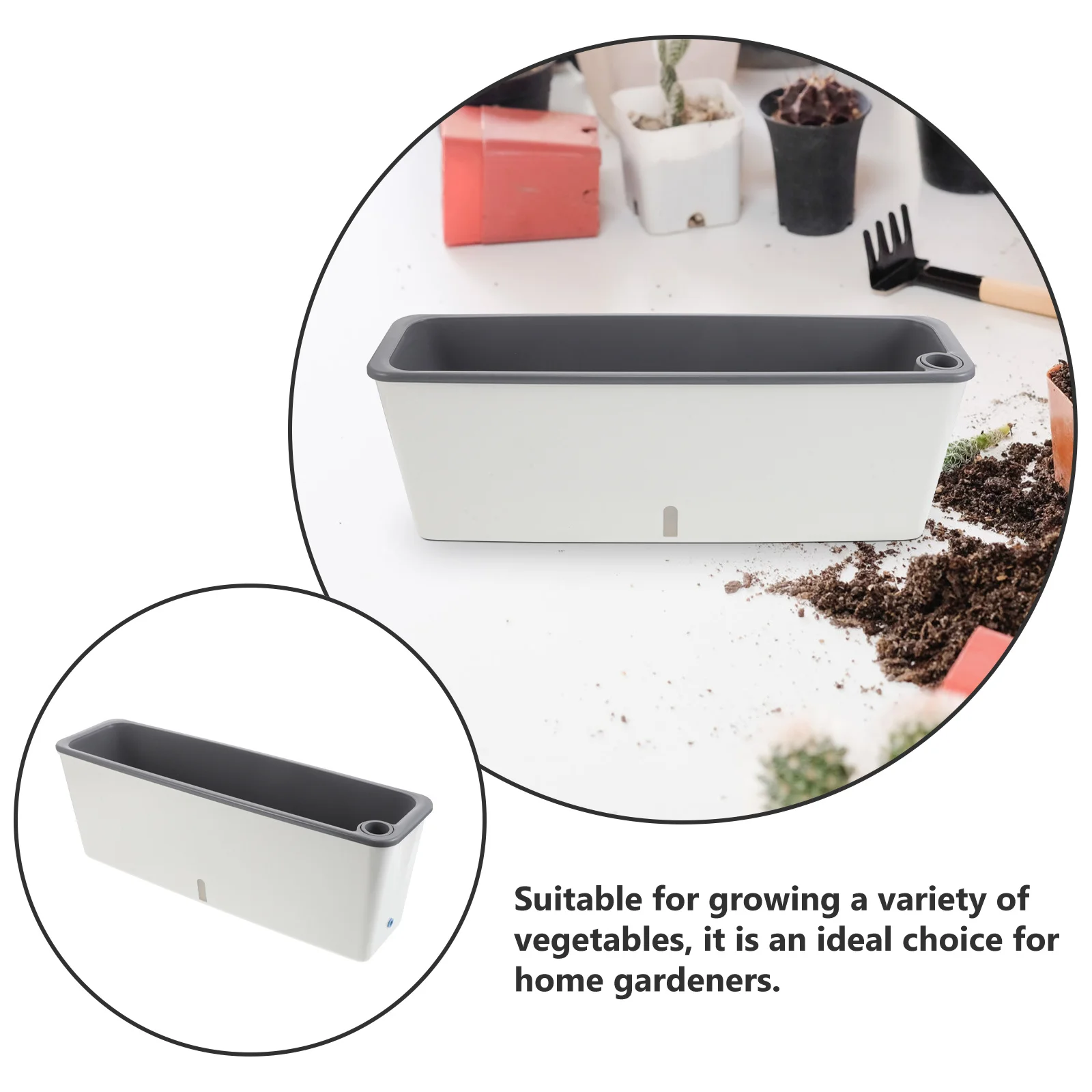 صندوق زراعة بلاستيكي مستطيل نافذة اناء للزهور للشرفة عتبة النافذة البستنة زراعة الخضار عشب زهرة النباتات