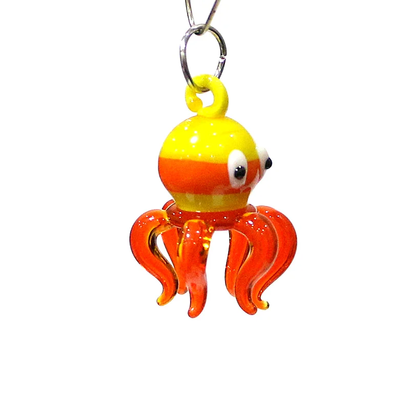 Colorful Cute Glass Octopus Charm Mini Sea Animal Pendant for Aquarium Decor Supplies or Diy Jewelry Necklace Making Accessories