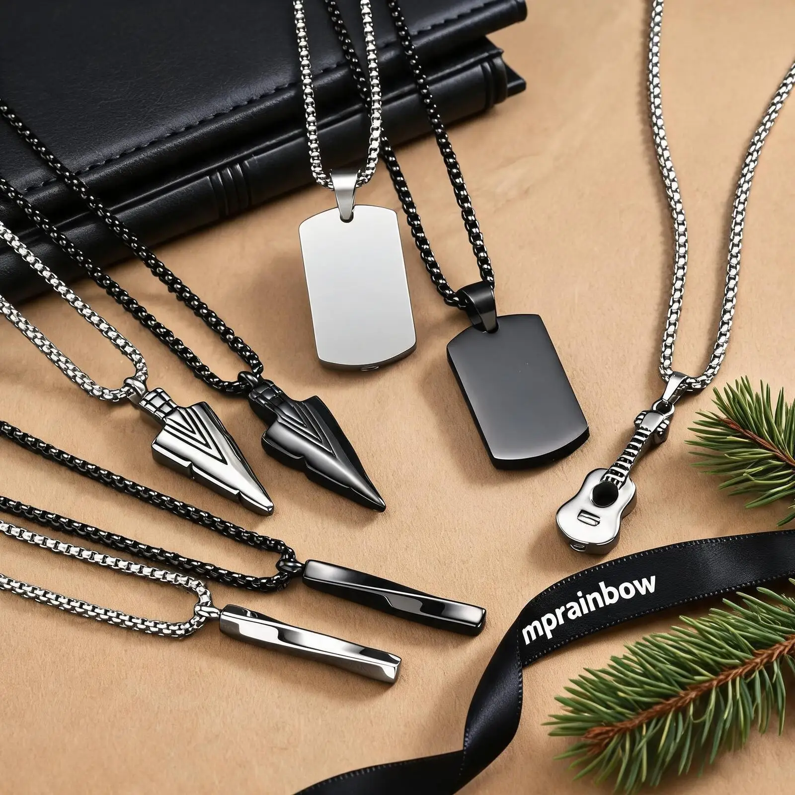 Stainless Steel Openable Urn Necklace for Men Women,Hollow Guitar Dog Tag Arrow Shape Ashes Holder Pendant,Cremation Jewelry