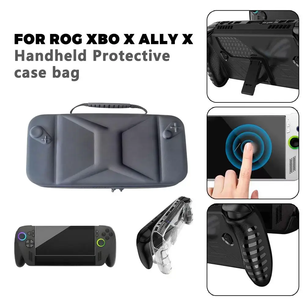 

Portable Anti Scratch Travel Case For ROG Ally X Handheld Console Storage Bag + Tempered Glass Screen Protector Accessories