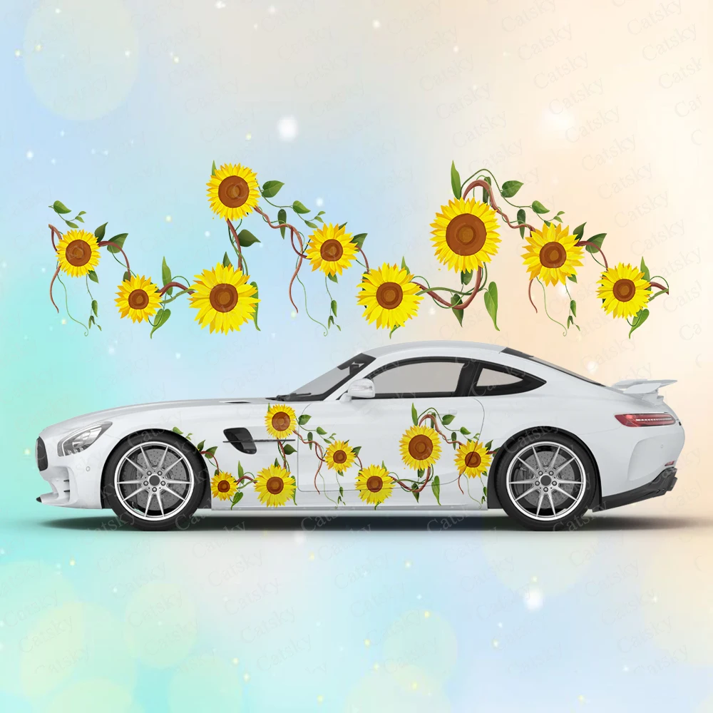 

Sunflower with Vine Large Car Stickers and Decals Car Body Stickers Car-Side Decals Waterproof Car Vinyl Stickers for Truck SUV