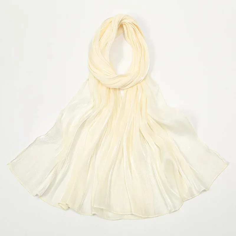 

Long scarf solid color simple women headscarfMuslim new headscarf scarf cool and breathable shiny silk chiffon island wrinkle