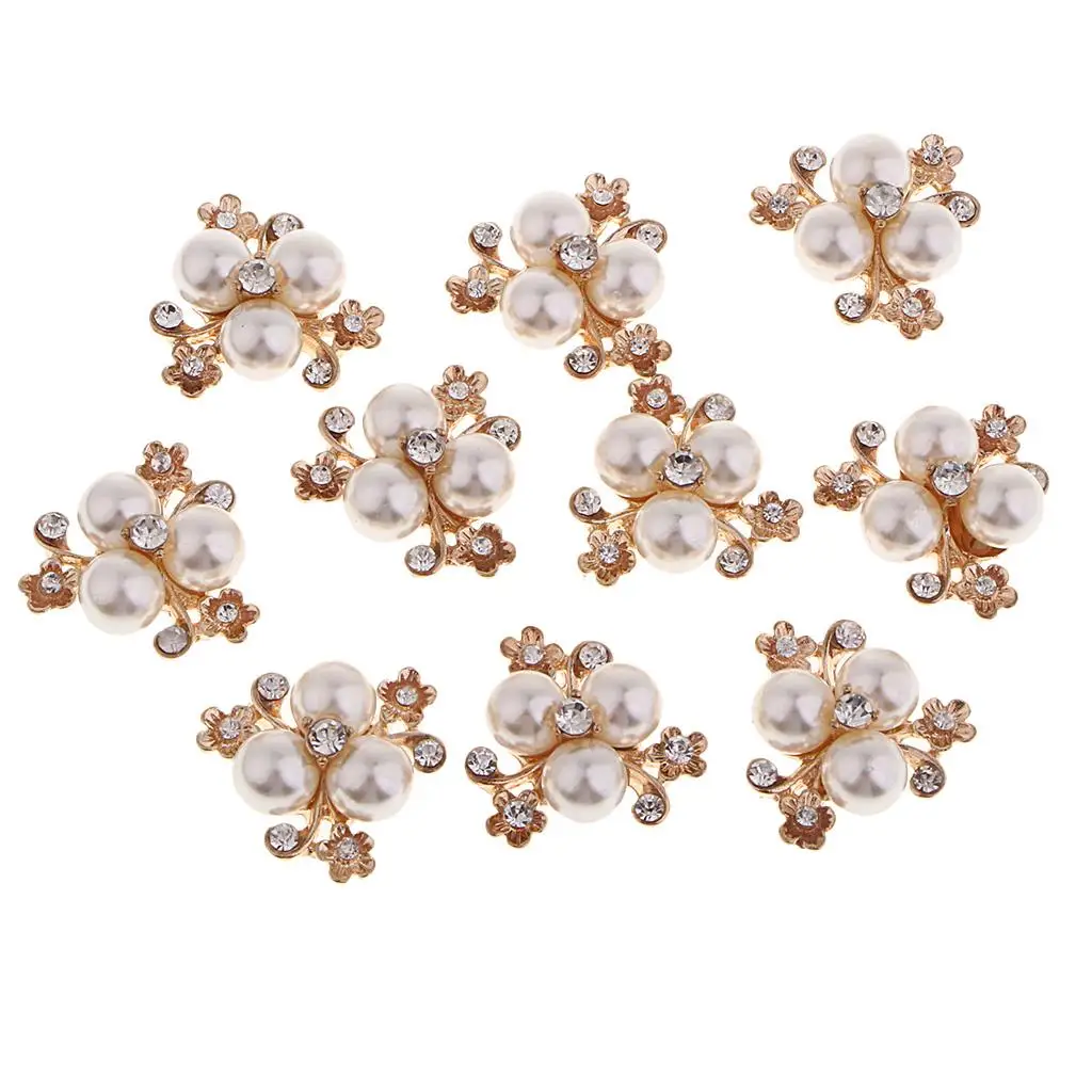 Crystal Pearl Rhinestone Flower Cabochon Beads Jewelry Making Material for Wedding Dress Sewing Bridal Bouquet Hair Ornament