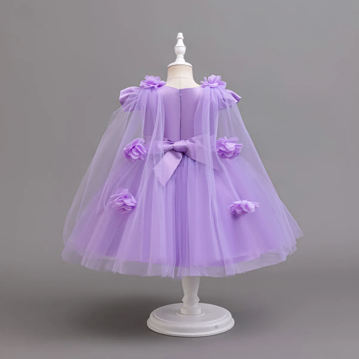 Summer Hot New Mesh Girls' Three-Dimensional Flower Pearl Wedding Dress Flower Girl Watch Performance Princess Dress