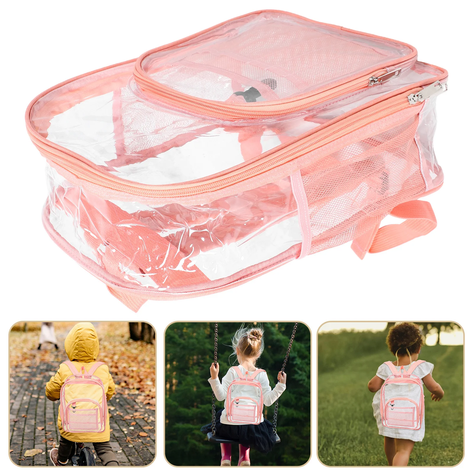 

Clear Transparent School Backpack PVC Large Capacity Waterproof Student Bag Comfortable Shoulder Straps Clear Book Bag