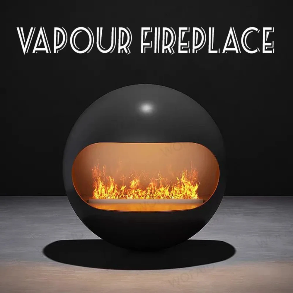 Ultra Realistic Water Vapor Fireplace, Freestanding, No Vent Needed, Low Noise,Flickering Flame, 12 Colors & Remote Control