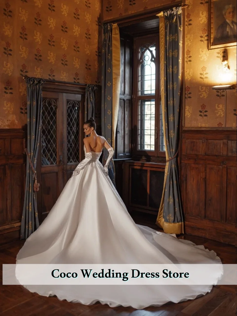 Элегантные атласные свадебные платья без бретелек с длинным шлейфом на молнии сзади, женские церковные свадебные платья Vestidos De Novia