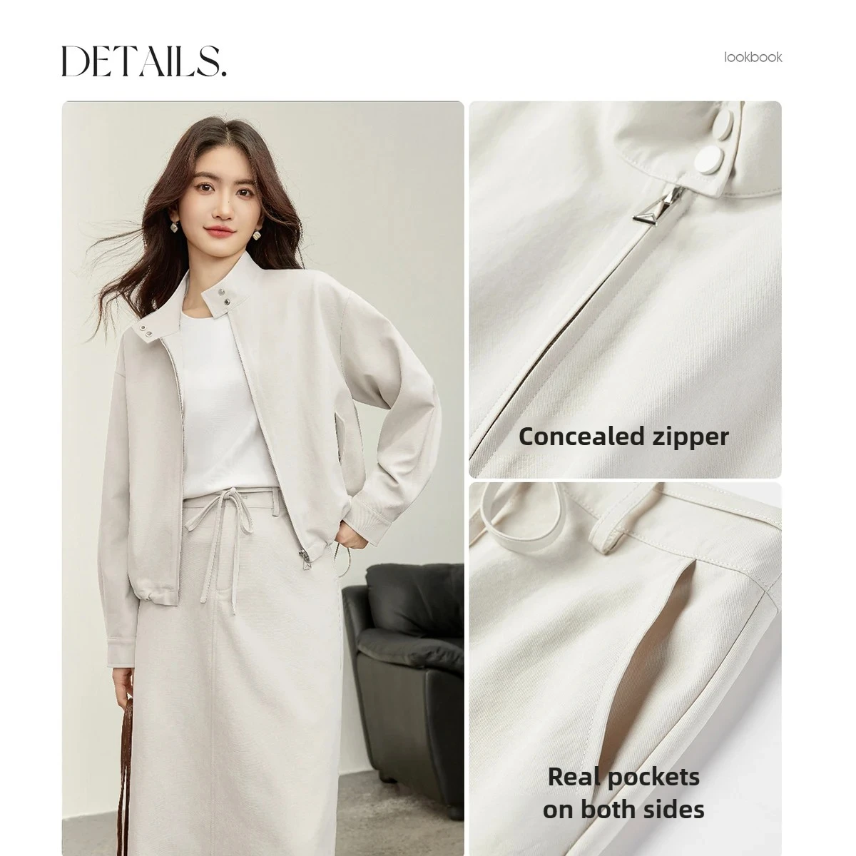 SENTUBILA Women's Skirt Coat Two Piece Matching Set 2026 Fall Elegant Loose Trench Comfortable Bottom Outfit for Lady 153ZA2427