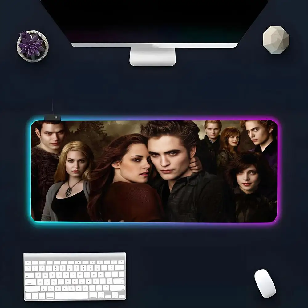 T-Twilights Mouse Pad RGB Glow Personality Picture Custom PC Table Mat Carpet Mat Game Player Dedicated LED