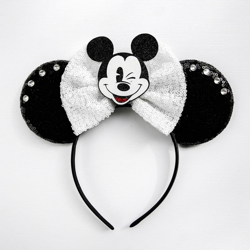 Classic Black And White Ears Headbands Women Disneyland Headbands Kids Disney Hair Accessories Girls Candy Minnie Mouse Headwear