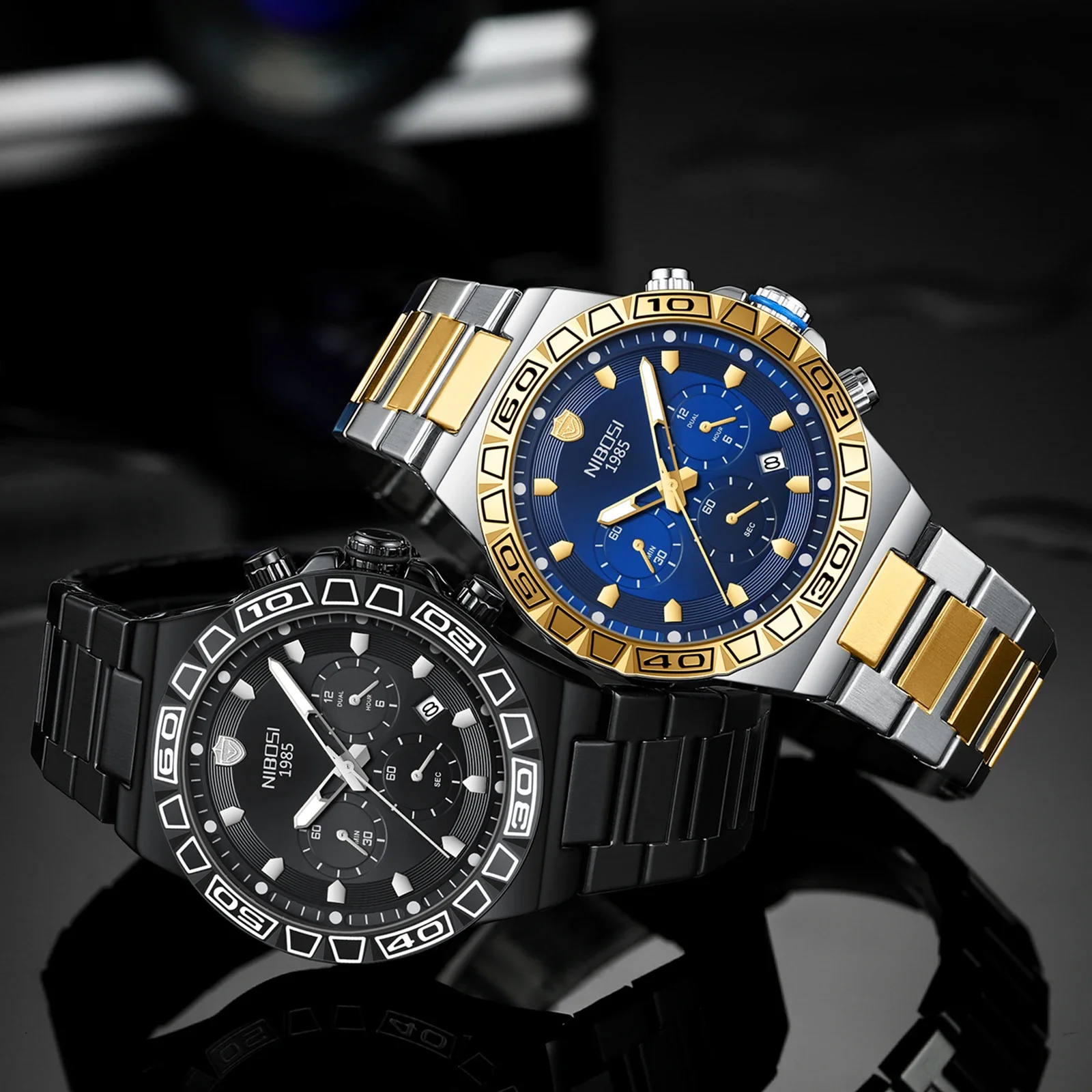 NIBOSI брендовые роскошные мужские кварцевые часы из нержавеющей стали, водонепроницаемые часы для мужчин, хронограф с датой, новые часы reloj hombre