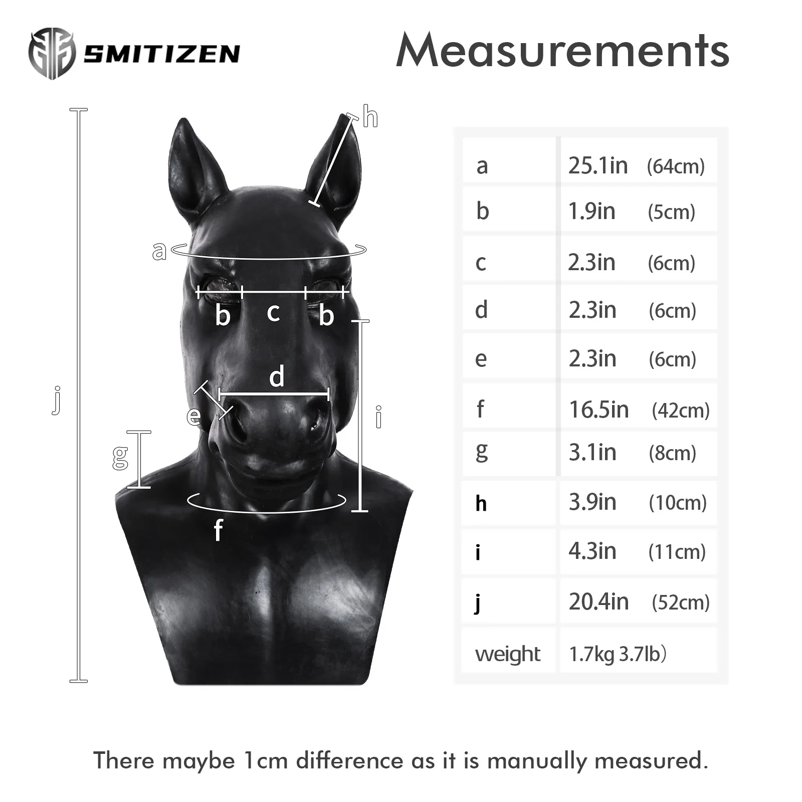 SMITIZEN Silicone Fake Horse Mask Realistic Animal Monster Masken for Halloween