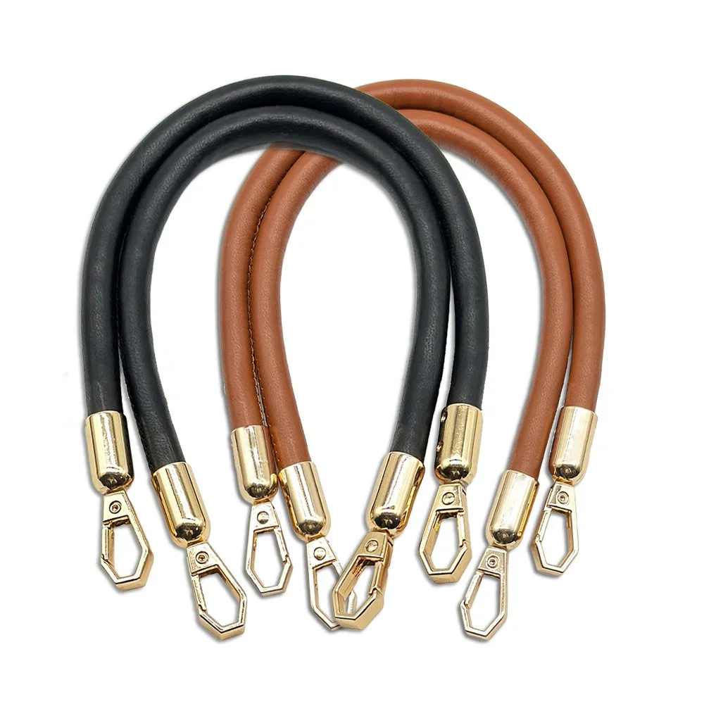 Portable PU Leather Handbag Belt Detachable Replacement Shoulder Bag Strap Gold Chain Buckle Bag Short Handles for Woman