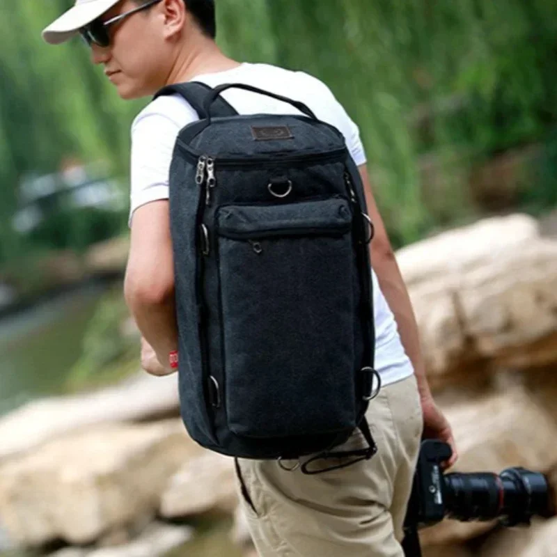 syzm-30l-トラベルバックパックレトロキャンバスバックパック男性女性アウトドアバケットバッグ大容量スポーツバッグ