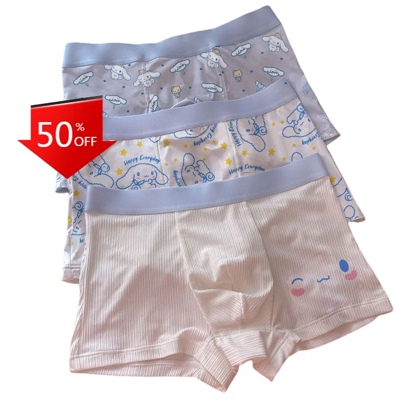 40-105kg Cinnamoroll Cute Kawaii Ice Silk Underwear Men Boxers Summer Antibiosis Cartoon Shorts Boy Gift Breathable Quick Dry