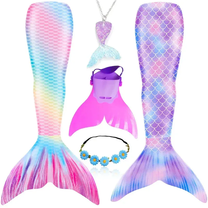 

Adult Kids Swimming Mermaid Tail Can Add Fins Halloween Costumes Gifts Girls Women Bathing Suit Beach Bikini Wear Swimsuits