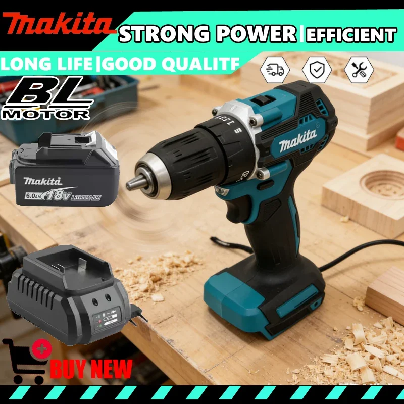 

Электрический инструмент Makita DDF487, бесщеточный литиевый электроинструмент, перезаряжаемая ударная дрель, отвертка с большим крутящим моментом для аккумулятора 18 В