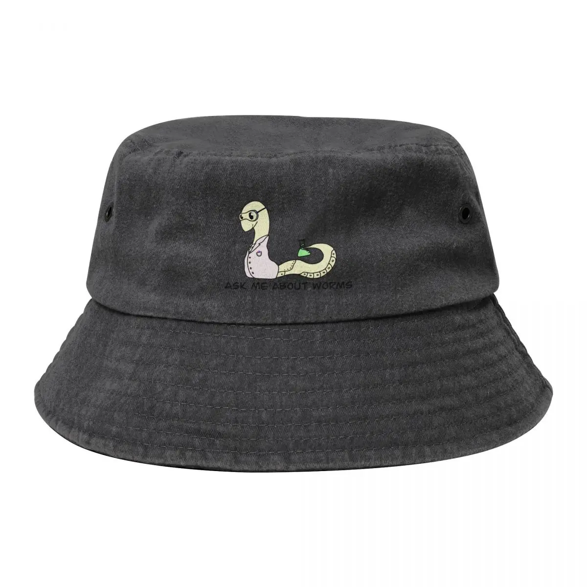 

Ask Me About Worms C. Elegans Bucket Hat Hat Luxury Brand Beach Bag Men's Women's