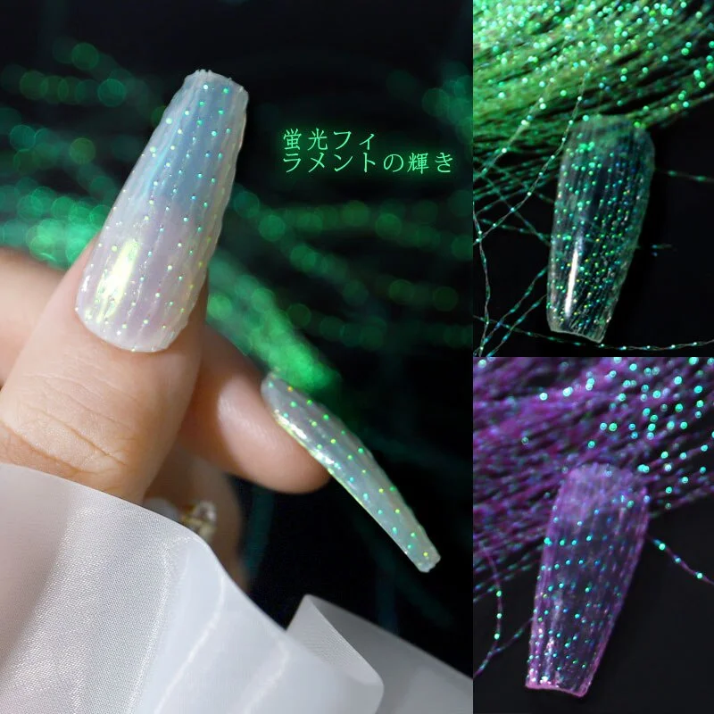 Fluorescence Thread Silk Nails Art Extension Fiberglass Nail Decoration 3D Foils Wrap Gel Polish Form Tips Manicure Accessories